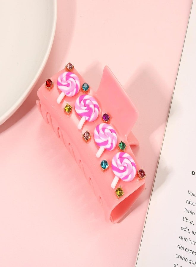 PHALIN Candy Hair Claw Clip for Women Girls Christmas Candy Cane Hair Clips Halloween Holiday Lollipop Accessories Candys Outfit for Women Party Favors (Pattern A) - Image 4